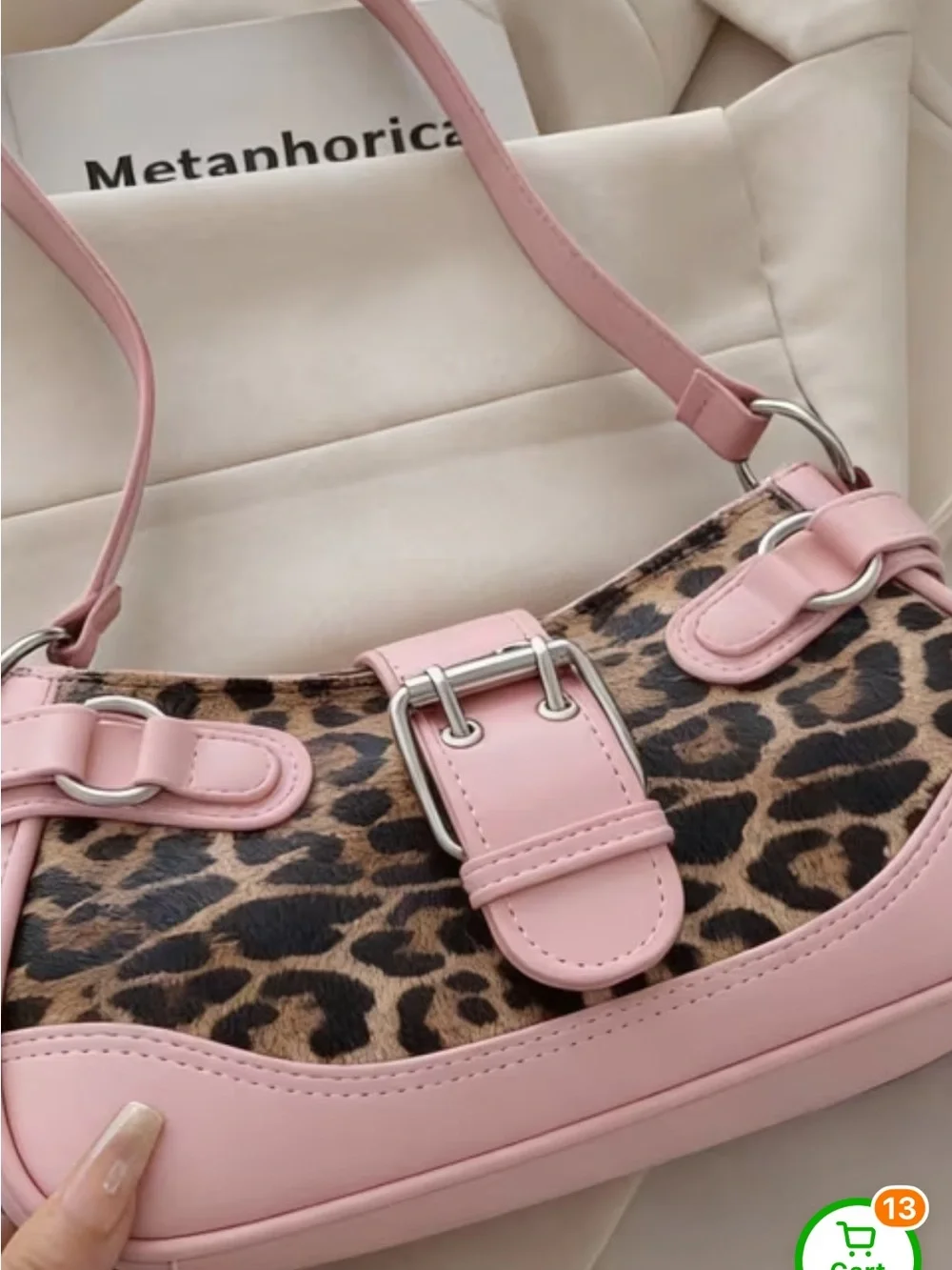 Pink Leopard Print Shoulder Bag - Stylish Women’s Handbag